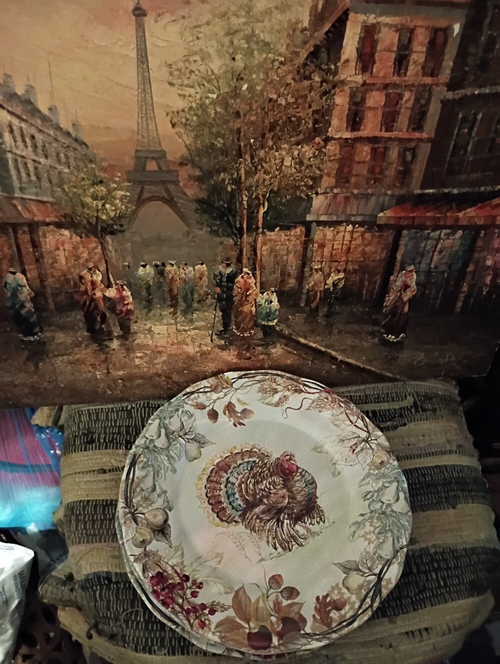 NANTUCKET -4 Decorative Turkey Dinner Plate MELAMINE Autumn Harvest Colors. 🎁
